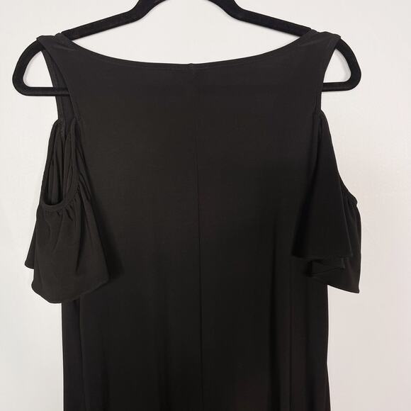 Dressbarn Medium Black Sequin Rhinestone Cold Shoulder Sheath Dress Short Sleeve - Picture 6 of 10